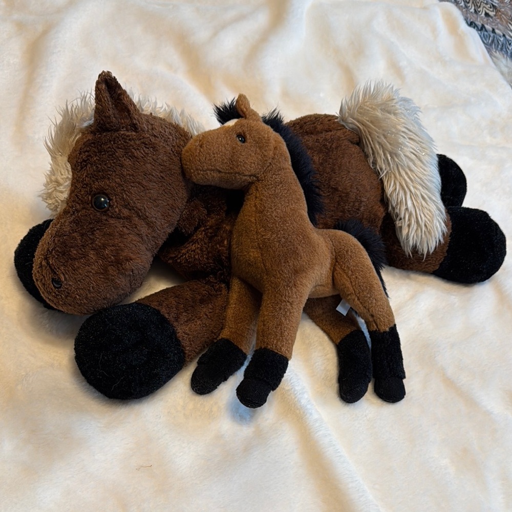 3 for $10 Brown and Black Plush Horse Set